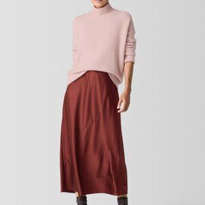 NWT Eileen Fisher Redwood Stretch Silk Charmeuse Bias Skirt